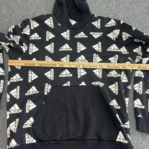 ADIDAS Hoodie‎ BLACK ALL OVER PRINT Hooded SWEATSHIRT Men's XL Streetwear - Picture 3 of 8